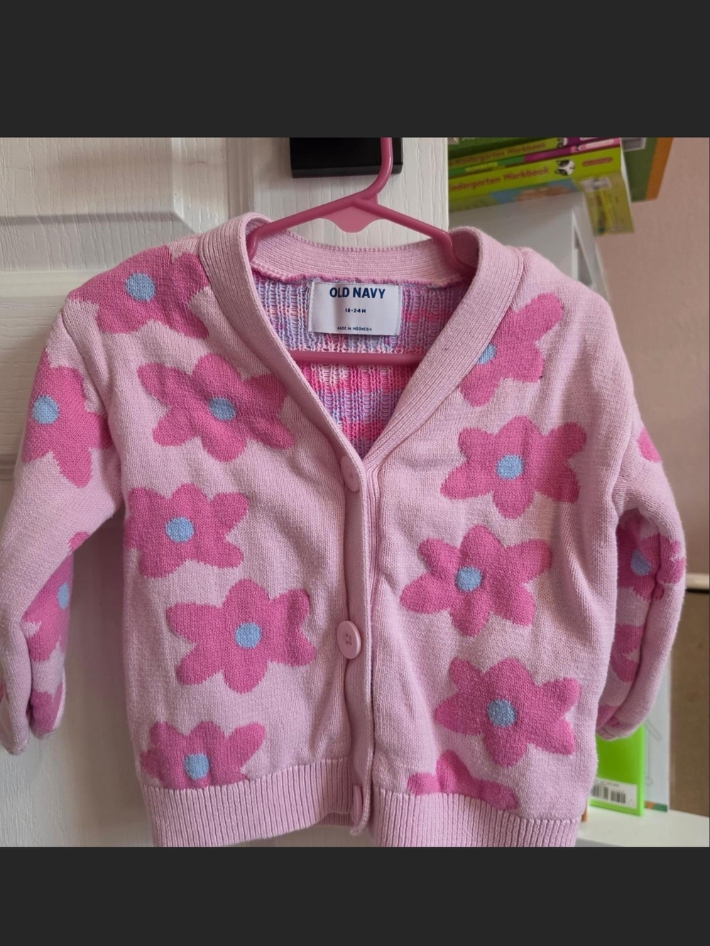 Old Navy Pink & Light Blue Floral Cardigan